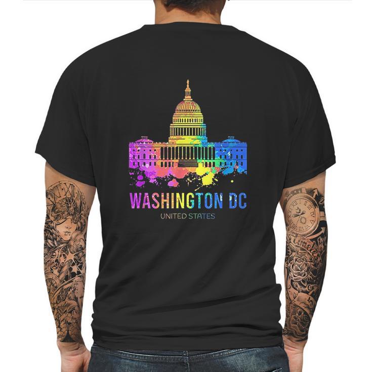 Washington Dc Skyline Watercolor Souvenirs Gifts Us Capitol Mens Back Print T-shirt