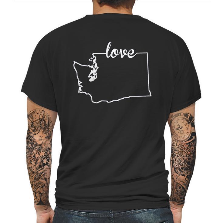 Washington State Home Love Mens Back Print T-shirt