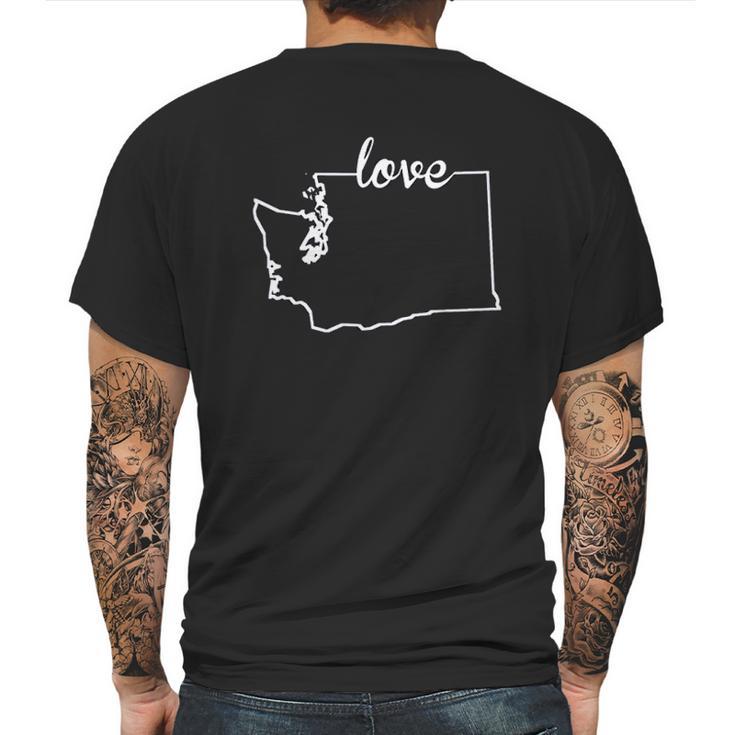 Washington State Home I Love Evergreen State Seattle Mens Back Print T-shirt