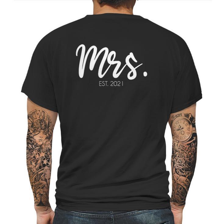 Wedding Matching Gifts Mrs Est 2021 Bridal Gift Bride Mens Back Print T-shirt