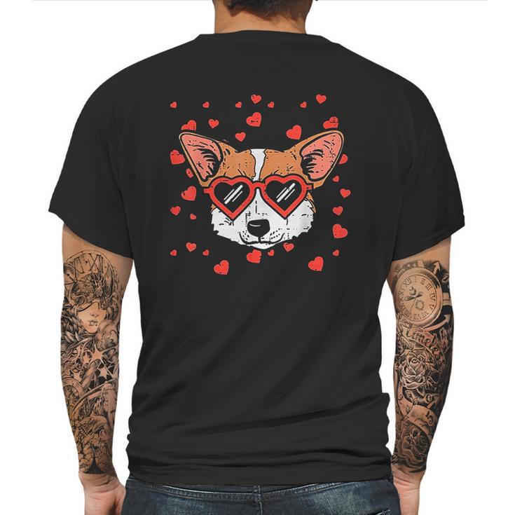 Welsh Corgi Face Heart Glasses Cute Valentines Day Dog Gift Mens Back Print T-shirt