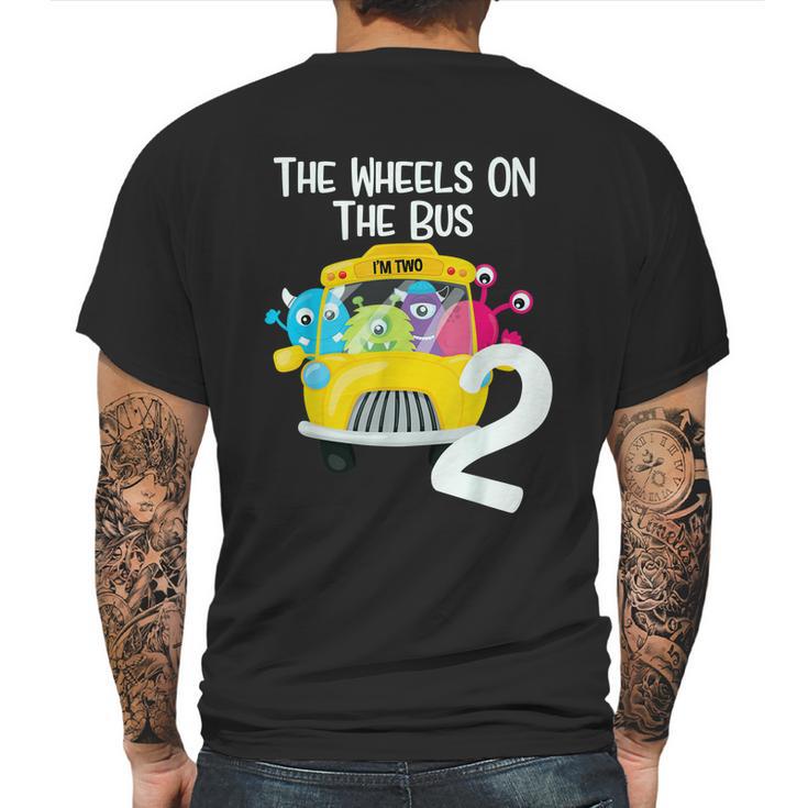 The Wheels On The Bus 2Nd Birthday Party 2 Year Old Toddler Mens Back Print T-shirt