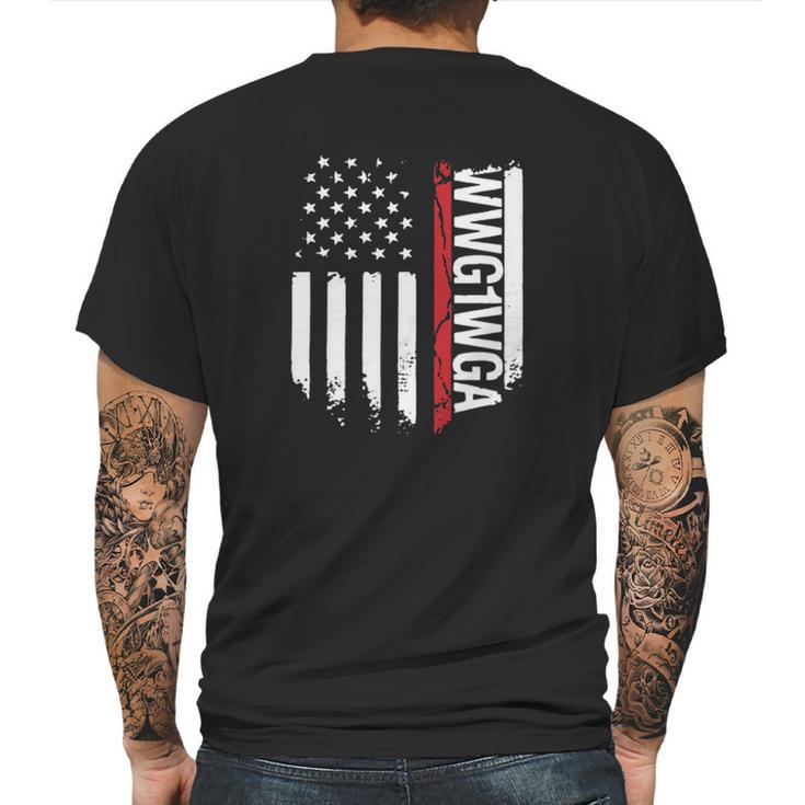 Wwg1wga American Flag Mens Back Print T-shirt