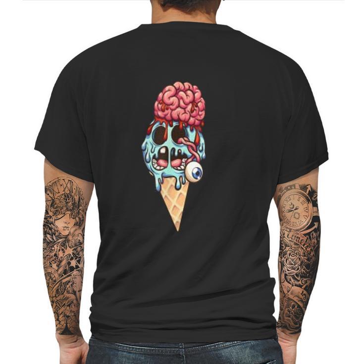 Zombie Ice Cream With The Brain And Eye Popping Out Mens Back Print T-shirt