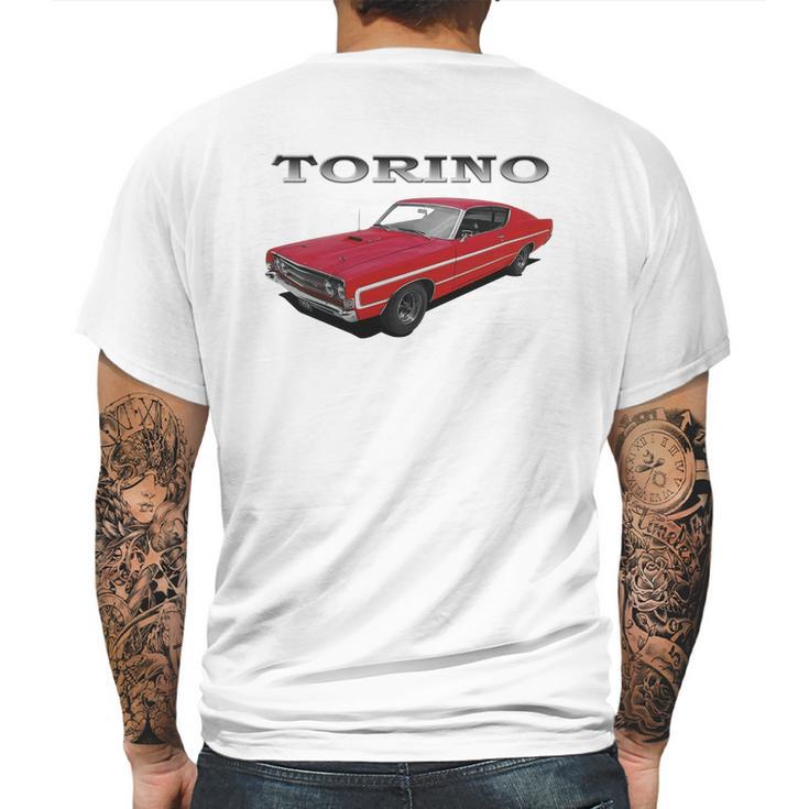 1969 Ford Torino Gt Front Red Mens Back Print T-shirt