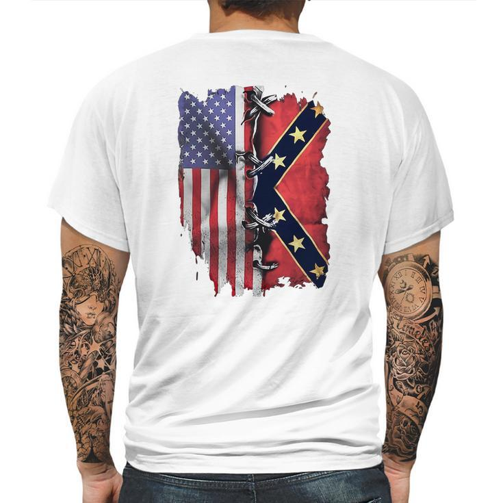 America Flag Confederate Battle Flag Shirt Mens Back Print T-shirt
