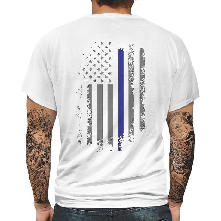 Back The Blue Usa Flag Police Lives Matter Mens Back Print T-shirt