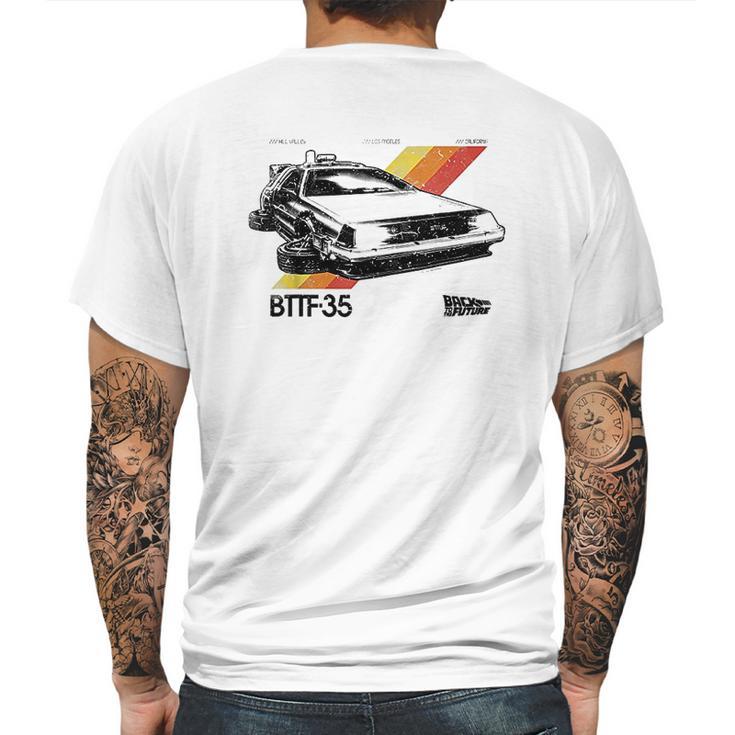 Back To The Future 35Th Retro Stripe Delorean Mens Back Print T-shirt