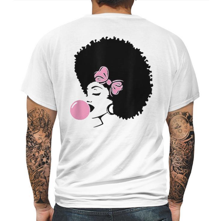 Black Girl With Bubble Gum Mens Back Print T-shirt