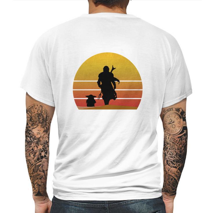 Bounty Hunter And Baby Mandalorian Mens Back Print T-shirt