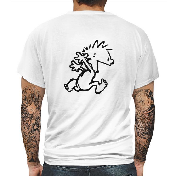 Calvin & Hobbes Comic Running Naked Mens Back Print T-shirt