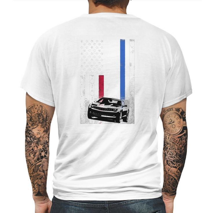 Camaro Lover - American Flag T-Shirt Mens Back Print T-shirt