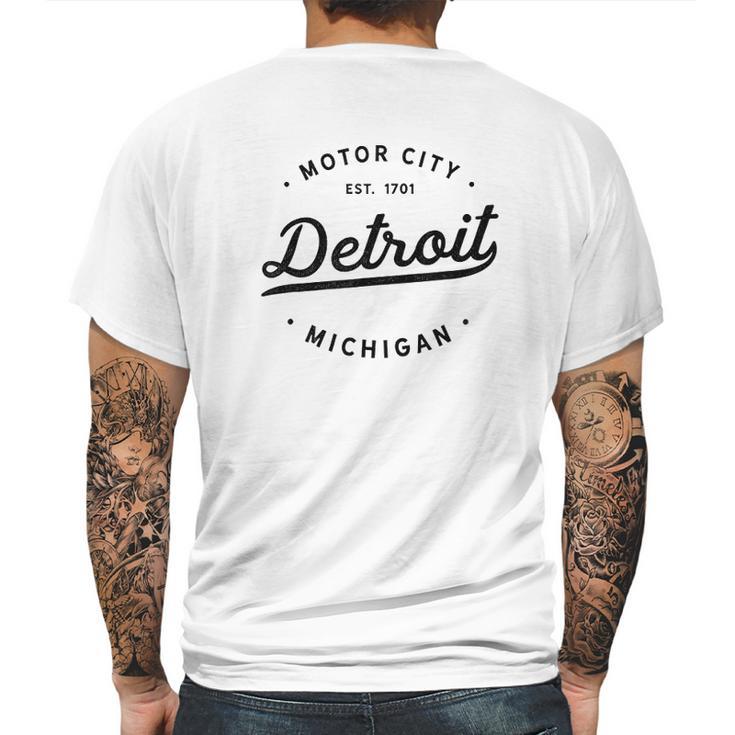 Classic Retro Vintage Detroit Michigan Motor City Mens Back Print T-shirt