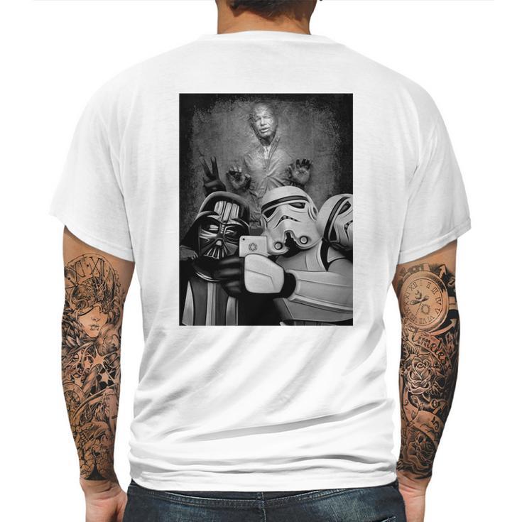 Darth Vader And Stormtrooper Selfie With Han Solo In Carbonite Tshirt Mens Back Print T-shirt