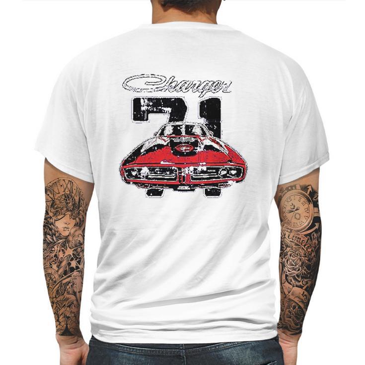 Dodge Charger 71 Distressed American Classic Muscle Car Mens Back Print T-shirt