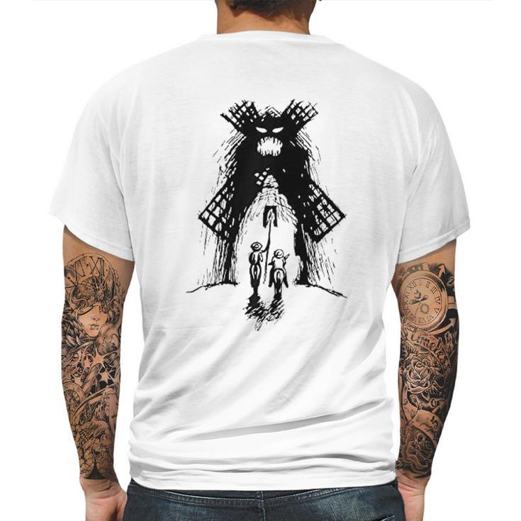 Don Quixote And Sancho Vs Monster Windmill Mens Back Print T-shirt