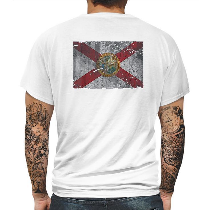 Florida Flag Vintage Fade Mens Back Print T-shirt