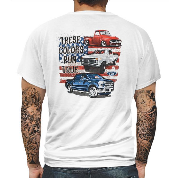 Ford 100Th Anniversary Red White Blue Trucks Mens Back Print T-shirt