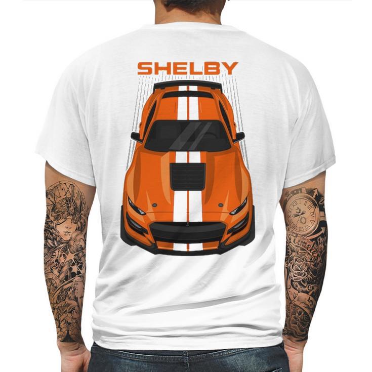 Ford Mustang Shelby Gt500 2020 2021   Twister Orange   White Stripes Mens Back Print T-shirt