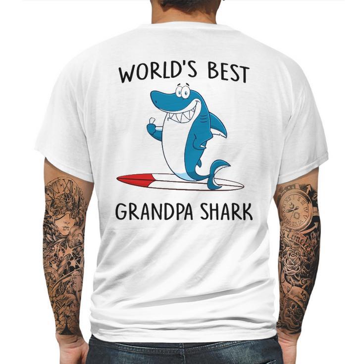 Grandpa Gift Worlds Best Grandpa Shark Mens Back Print T-shirt