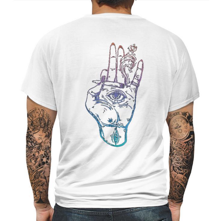 Illuminati Smoking Spliff Hand Stoner 420 Mens Back Print T-shirt