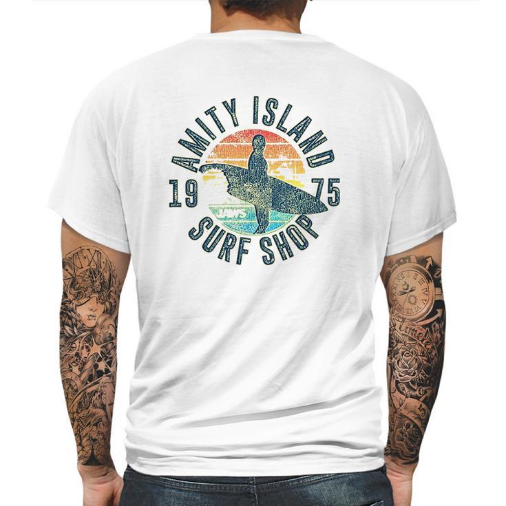 Jaws Amity Island Surf 1975 Yellow Heather Mens Back Print T-shirt