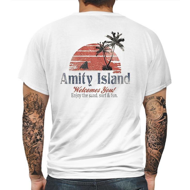 Jaws Amity Island Welcomes You Natural Mens Back Print T-shirt