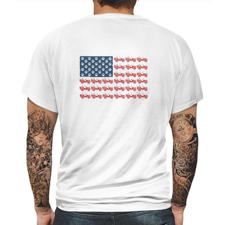 Jeeps And Paw Dog American Flag 4Th Of July Independence Day H Mens Back Print T-shirt