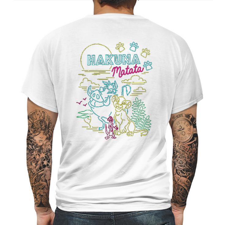 Lion King Neon Outline Group Shot Sketch Mens Back Print T-shirt