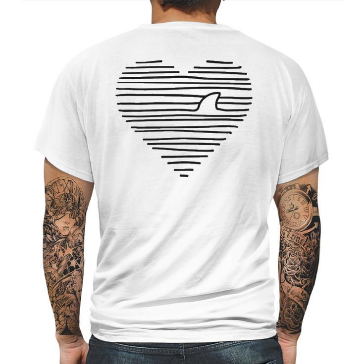 Love Shark Minimalist Line Drawing Shark Fin Mens Back Print T-shirt