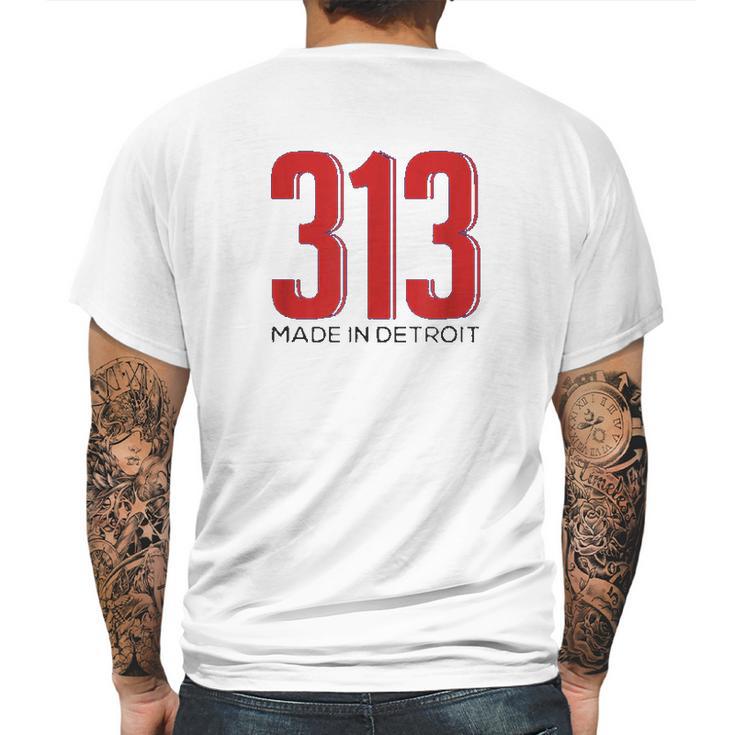 Made In Detroit 313 Area Code Pride Mens Back Print T-shirt