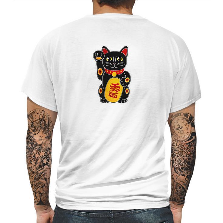 Magic Black Maneki Neko Money Beckoning Lucky Cat Mens Back Print T-shirt