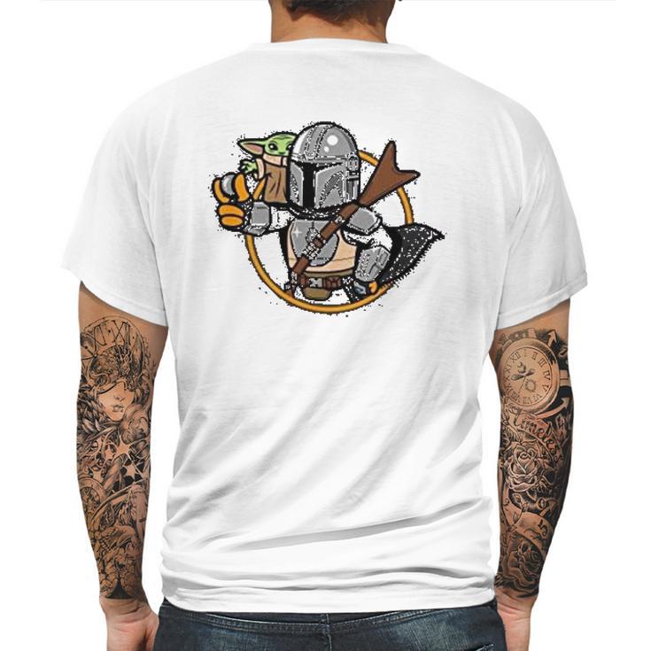 Mandalorian Vault Mando And Child Mens Back Print T-shirt