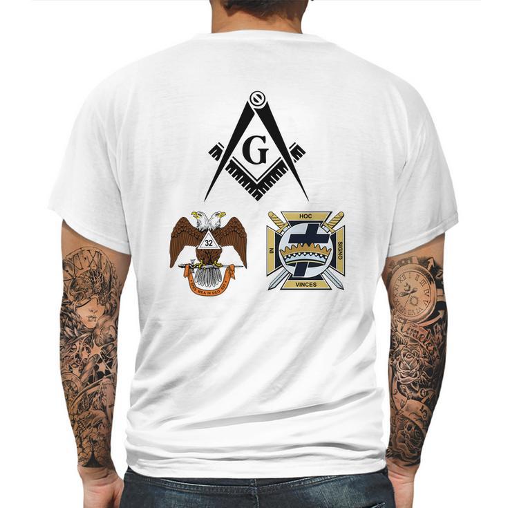 Mens Mason Scottish York Rite Masonic Black Down Mens Back Print T-shirt