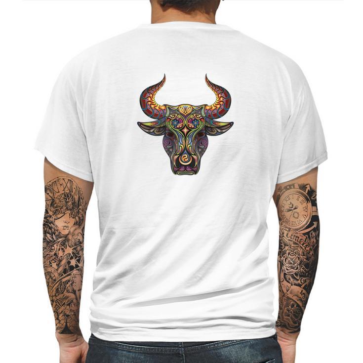 Mosaic Bull  Artistic Cow Artist Painting Tee Mens Back Print T-shirt