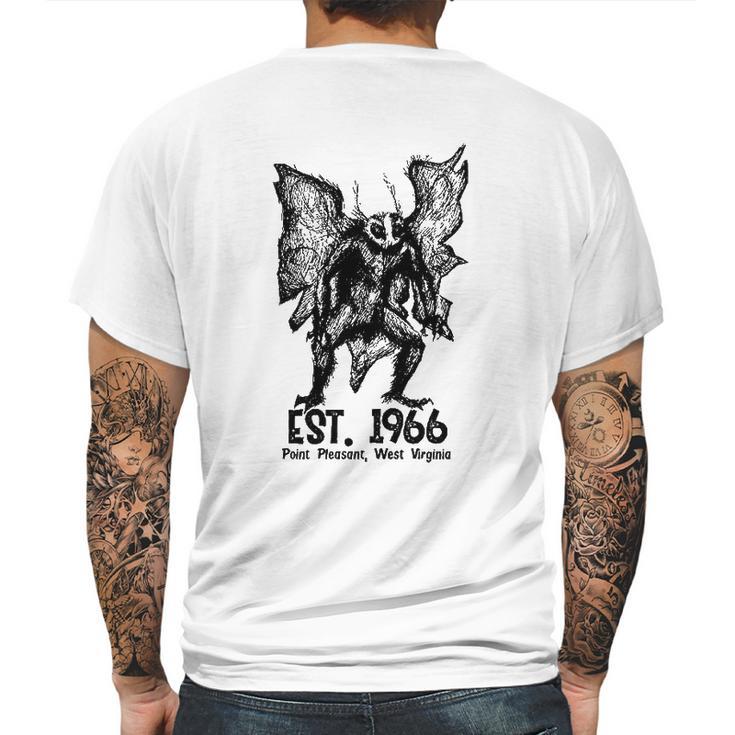 Mothman Est 1966 Point Pleasant West Virginia Red Eye Cryptid Mens Back Print T-shirt