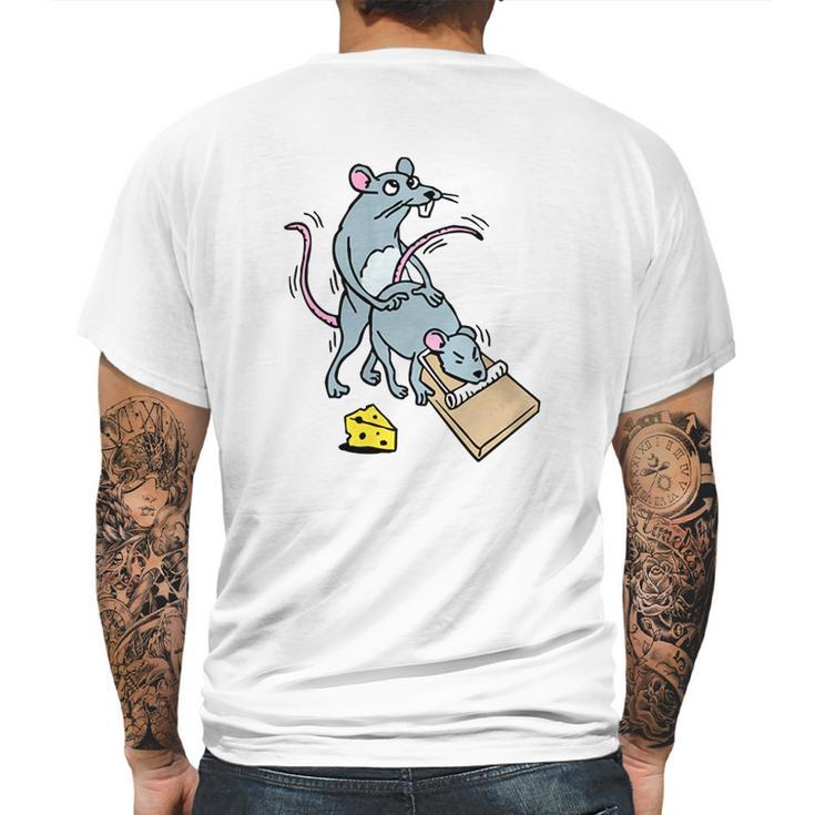 Mouse Screwing A Mouse In A Mousetrap Funny Joke  T-Shirt Mens Back Print T-shirt