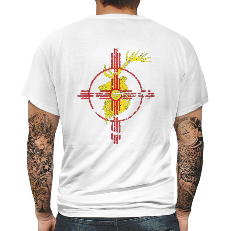 New Mexico State Flag Elk Hunting Zia Symbol Design Mens Back Print T-shirt