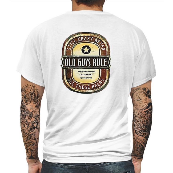 Old Guys Rule Crazy Brew Lake Blue Mens Back Print T-shirt