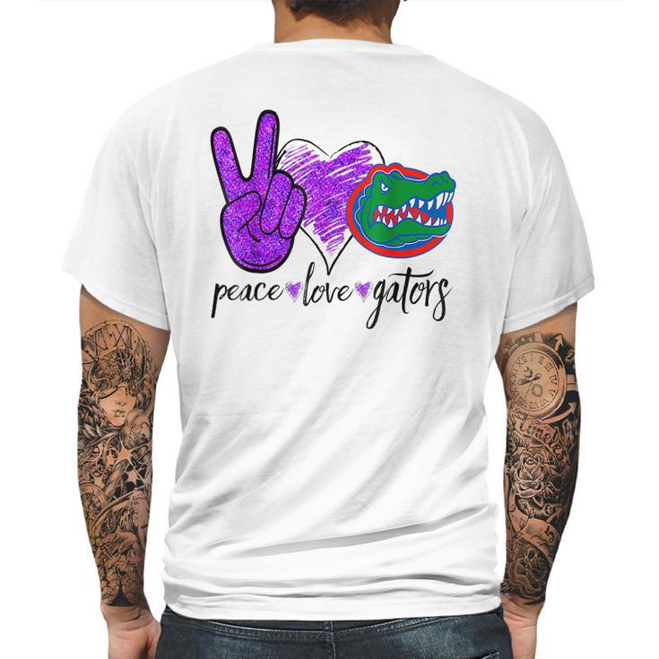 Peace Love Gators Crocodile Lovers Alligator Mens Back Print T-shirt