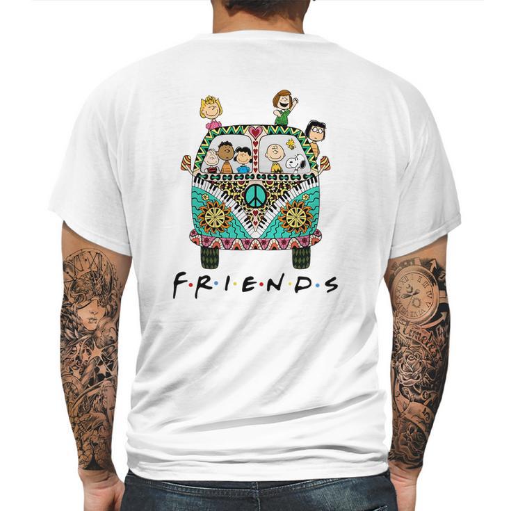 Peanuts Friends With Hippie Bus Shirt Mens Back Print T-shirt