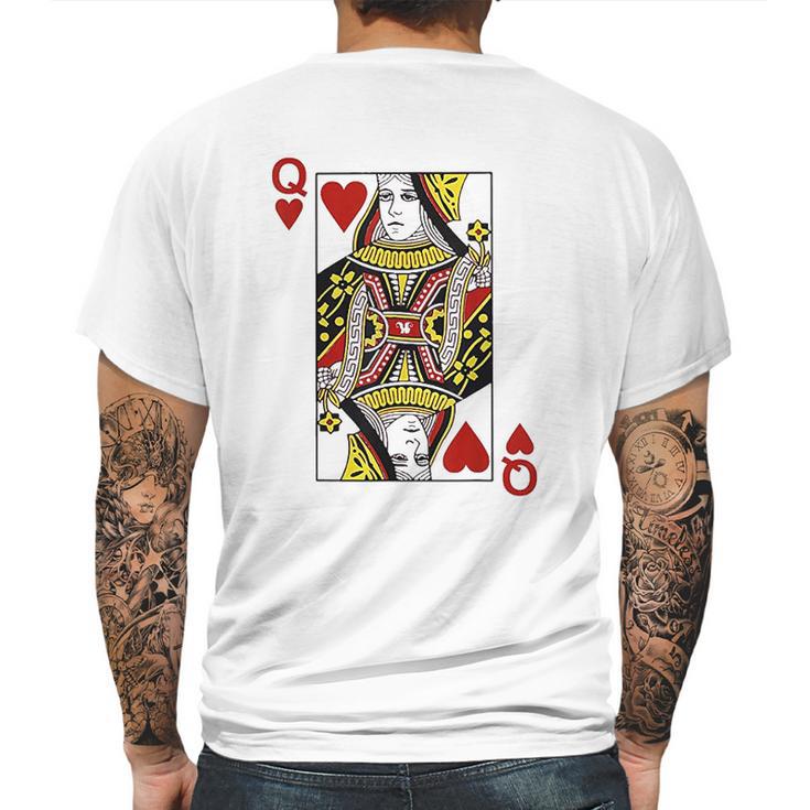 Queen Of Hearts Blackjack Cards Mens Back Print T-shirt