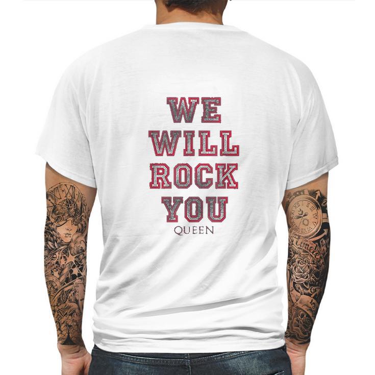 Queen Official We Will Rock You Pink Mens Back Print T-shirt