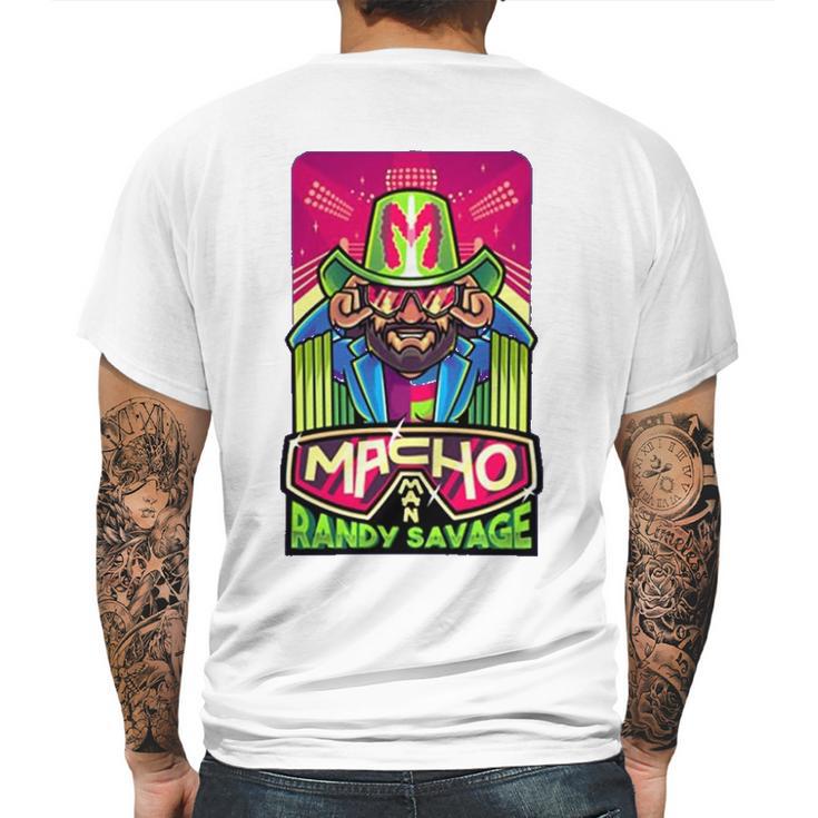 Randy Macho Man Savage Cartoon Wrestling Mens Back Print T-shirt