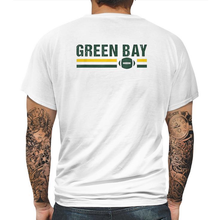 Retro Football Stripe Green Bay Football Wisconsin Green Bay Mens Back Print T-shirt