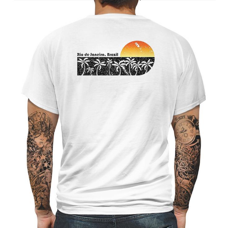 Retro Rio De Janeiro Beach Sunset Mens Back Print T-shirt