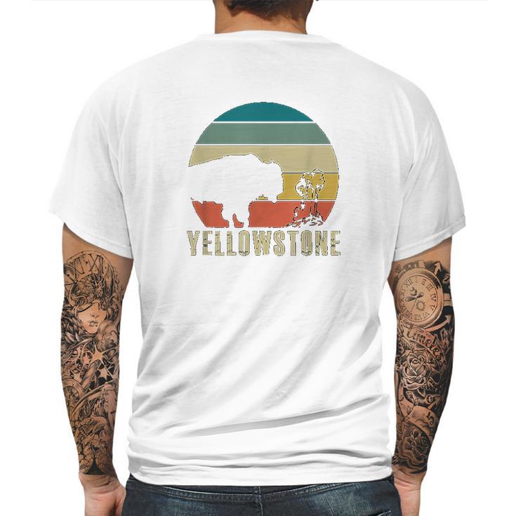 Retro Yellowstone National Park Vintage Buffalo Geyser Gift Mens Back Print T-shirt