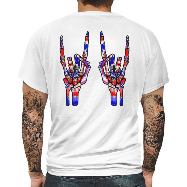 Rock On Rock Star Skeleton Hands Tie Dye 4Th Of July Mens Back Print T-shirt