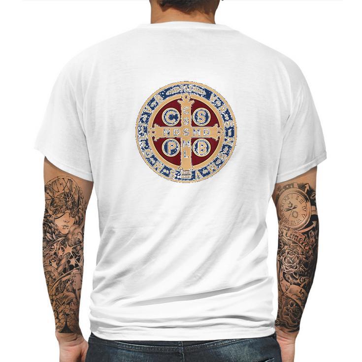 The Saint Benedict Medal Catholic Mens Back Print T-shirt