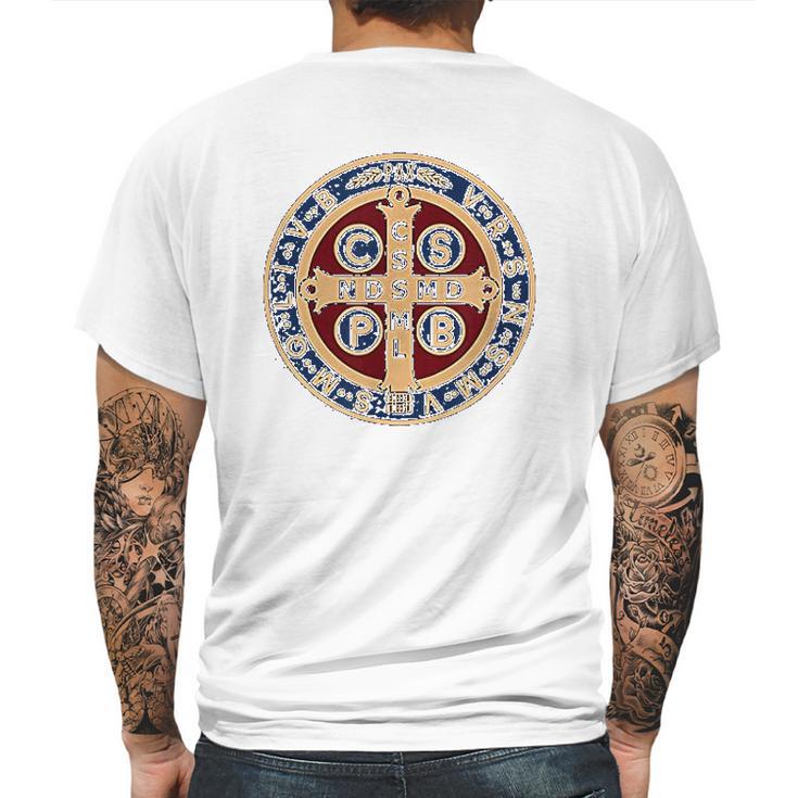 The Saint Benedict Medal Catholic Mens Back Print T-shirt